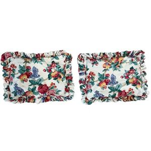 Lot 2 VTG Legacy A Ryan Company Floral Ruffled Pillow Shams Cottage Core Shabby